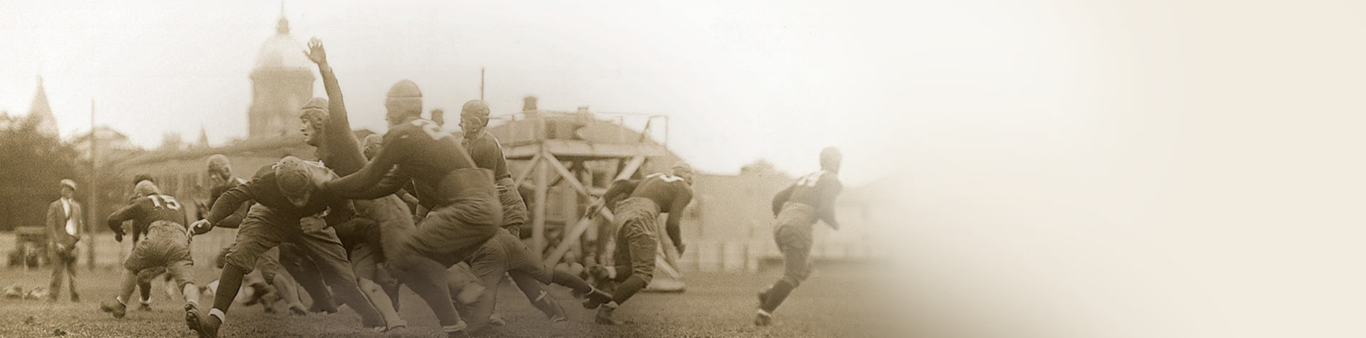 historic image of football players at Notre Dame