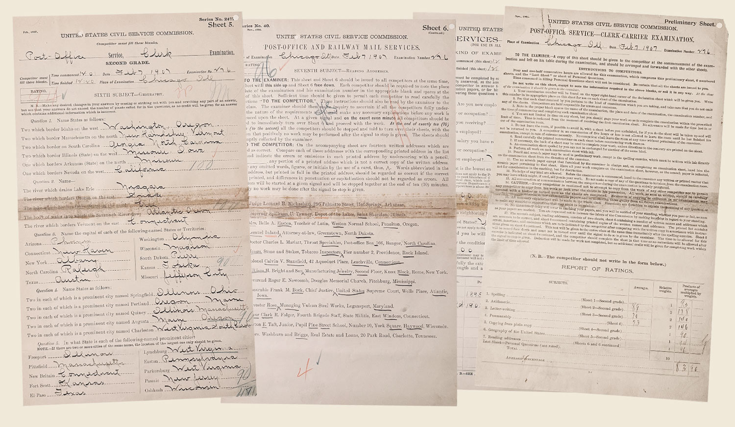 Image of four pages from the application