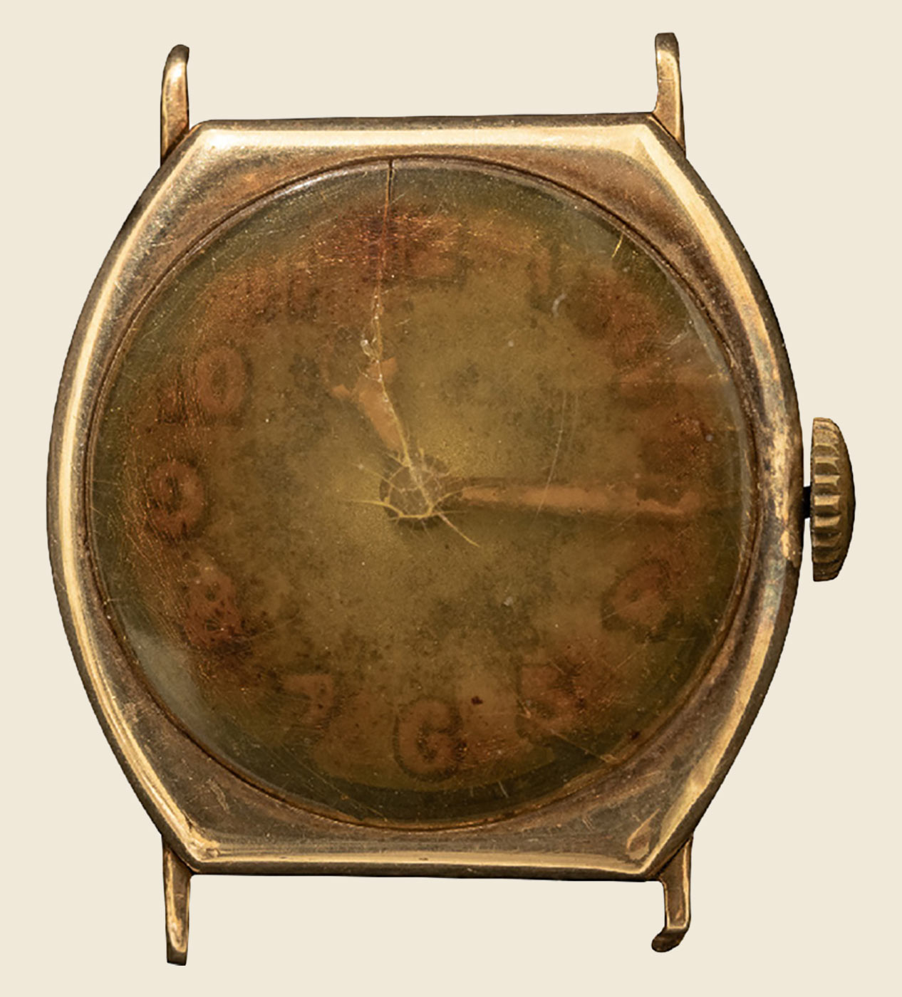 Rockne wrist watch, worn at the time of the fatal plane crash Rockne wrist watch, worn at the time of the fatal plane crash, showing at time of 11:15